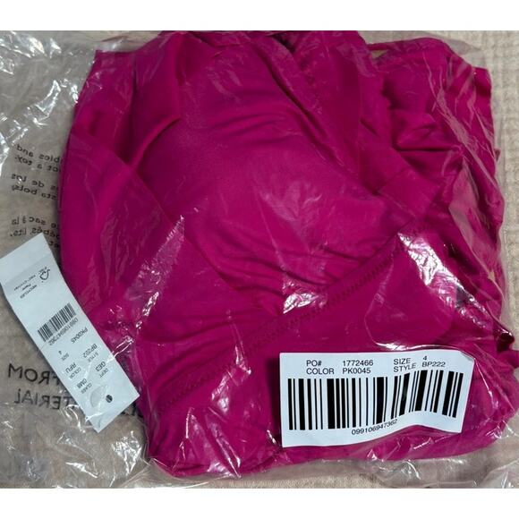 NWT J. Crew Ruched Ruffle‎ One-Piece Swimsuit, Hot Pink, Size 4 - Picture 3 of 3